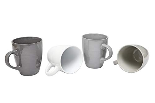 Sabichi Grey Mug Set of 4-13oz Capacity - Stoneware Mugs - 4 Different Grey Shades - Microwave & Dishwasher Safe