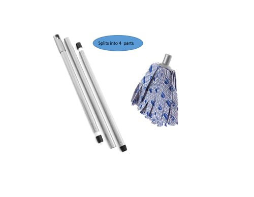 Addis Cloth Mop With 3 Piece Handle In Blue, White And Grey