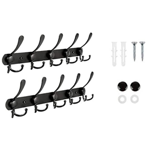 Encozy Coat Hooks, Coat Rack, Coat Hooks Wall Mounted, Stainless Steel Coat Hooks Rack, Coat Hook, Wall Coat Racks (Black 2PCS) Black