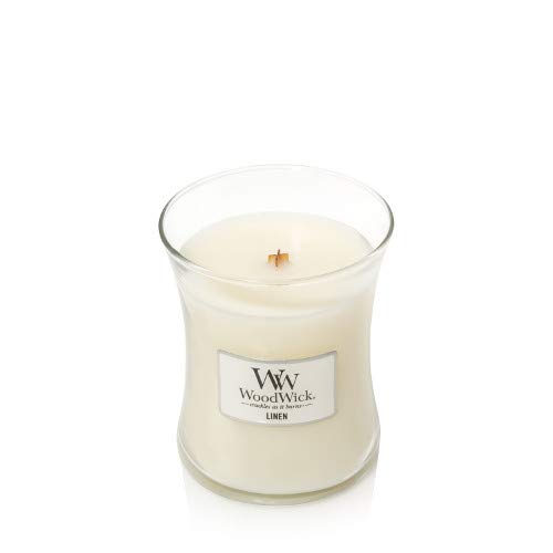 Woodwick Linen Medium Jar Candle White