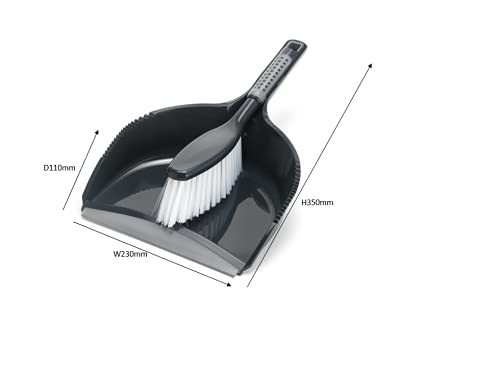 Addis ComfiGrip Dustpan and Brush with Rubber Lip and Dirt-trapping Bristles, Metallic Graphite, 11 x 23 x 35 cm 1