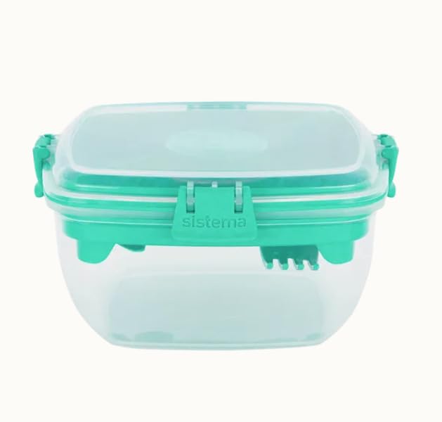 Sistema Salad TO GO | Lunch Box with Individual Compartments, Travel Cutlery & Dressing Pot| 1.1L | BPA-Free | Assorted Colours 1.1 L