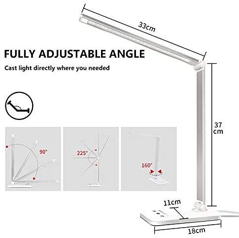 SLATOR Desk lamp,Eye-CaringTable Lamp,Dimmable Bedside lamp with USB Charging Port, 5 Modes x 10 Brightness Levels,Touch Control, Auto Timer 30 / 60min for Home,Office,Bedroom,Reading,Work,Study