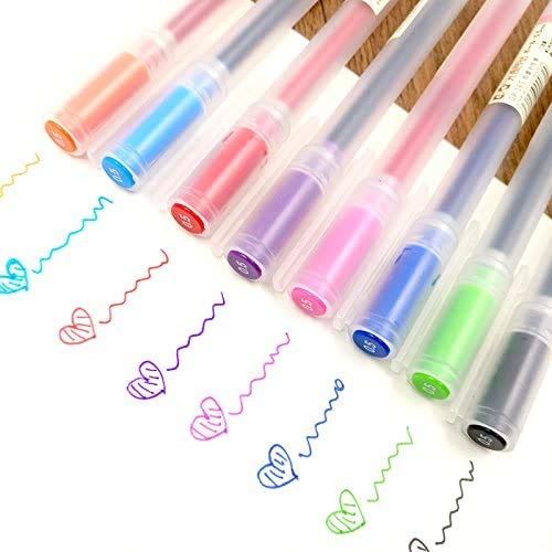 ABEIER Premium 12 Gel Ink Pens, Fine Point Pens Ballpoint Pen 0.5mm for Japanese Office School Stationery Supply,Pack for XSG Colorful