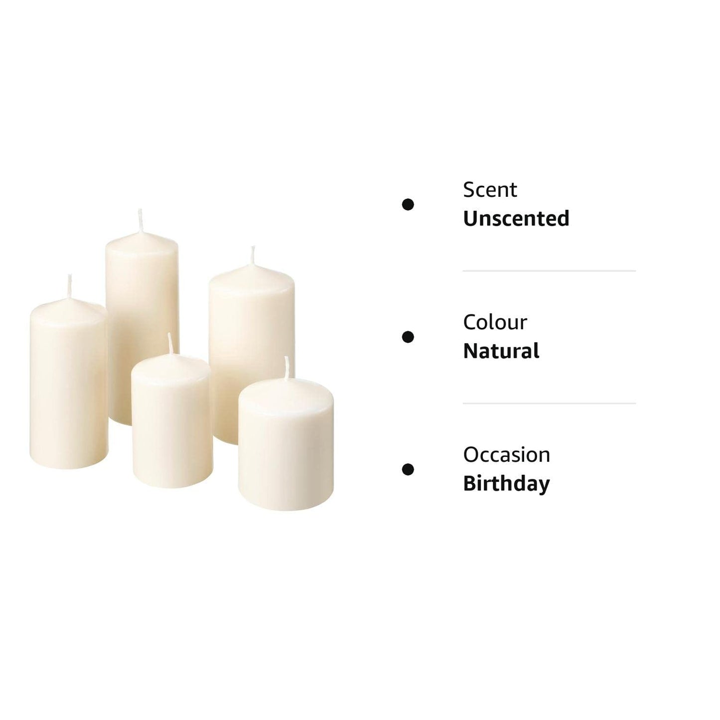 IKEA.. 803.779.37 Fenomen Unscented Block Candle, Set of 5, Natural 1