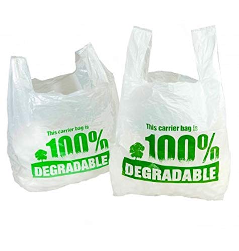 Sabco - White Vest Carrier Bags 100% Degradable - Jumbo 13 x 19 x 23" - Eco Friendly Plastic Bags - Sabco (500) 500