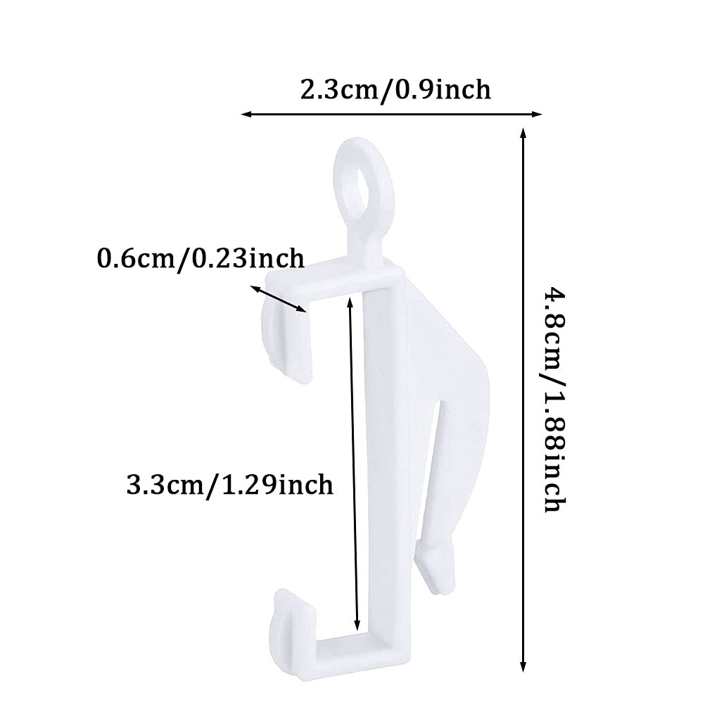 50 PCS Curtain Tack Hooks Plastic White, Curtain Rail Gliders Curtain Sliding Hooks for Track Window, Shower, Door