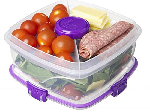 Sistema Salad TO GO | Lunch Box with Individual Compartments, Travel Cutlery & Dressing Pot| 1.1L | BPA-Free | Assorted Colours 1.1 L