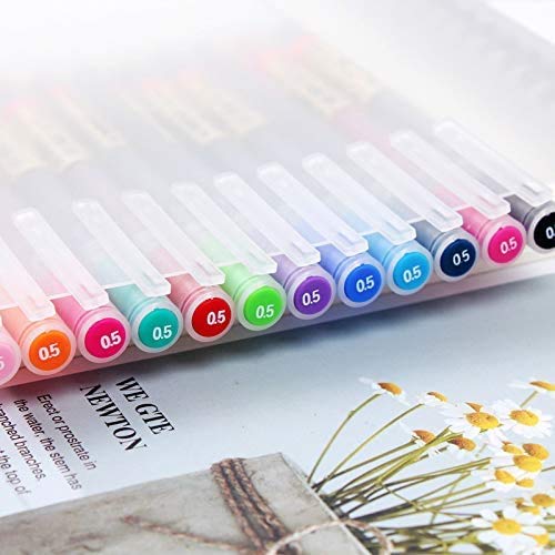 ABEIER Premium 12 Gel Ink Pens, Fine Point Pens Ballpoint Pen 0.5mm for Japanese Office School Stationery Supply,Pack for XSG Colorful