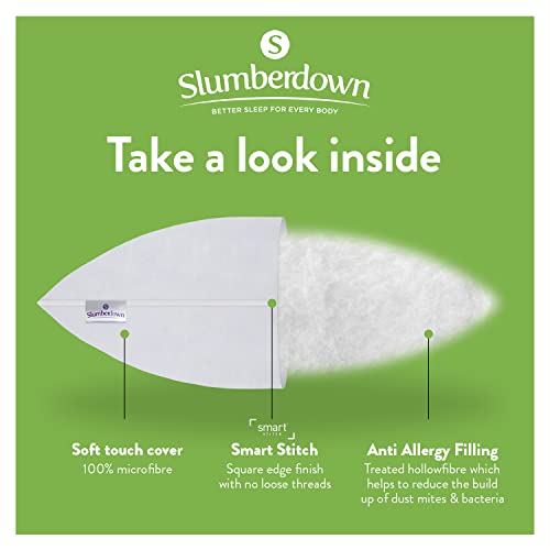 Slumberdown Anti Allergy Pillows 6 Pack - Medium Support Back Sleeper Pillows for Back Pain Relief - Anti Bacterial, Comfortable, Hypoallergenic, UK Standard Size (48cm x 74cm) 6 Count (Pack of 1)