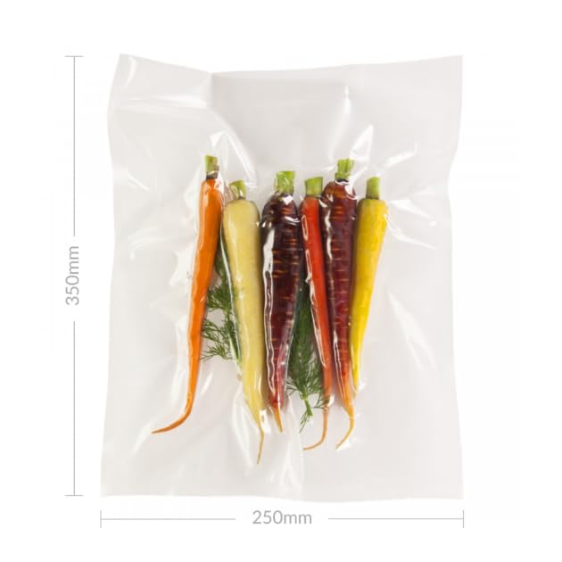 SousVideTools | Vacuum Sealer Bags | Pack of 100 | 25cm x 35cm | Embossed Food Storage | Sous Vide Cooking, Freezing & Microwaving | [SVT-06004] 250mm x 350mm