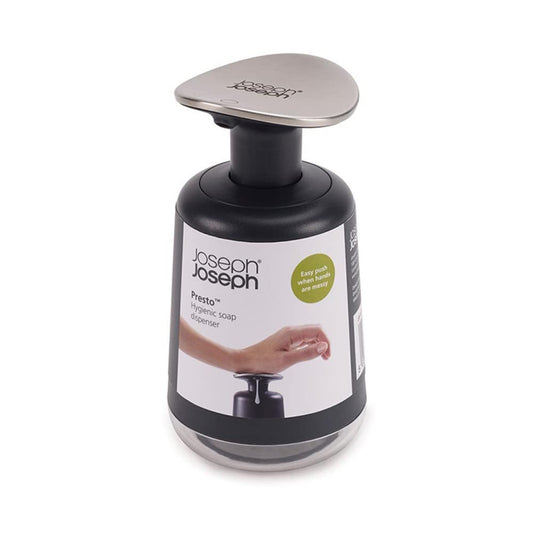 Joseph Joseph Presto Hygienic Bathroom Soap pump dispenser, refillable – Grey/ Stainless Steel