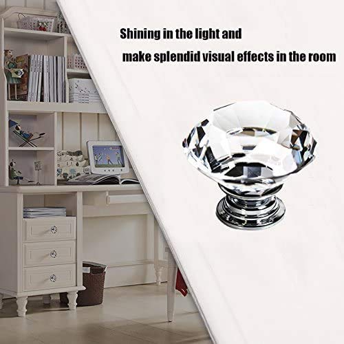 Crystal Drawer Knobs - 12 Pcs 30MM Glass Drawer Knobs Crystal Door Handles Diamond Pulls with Screws for Home Kitchen Office Chest Cabinet Drawer