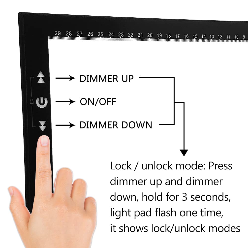 HSK A4 LED Light Box Light Pad Lock/Unlock Modes Touch Dimmer Button Super Brightness 7000 Lux