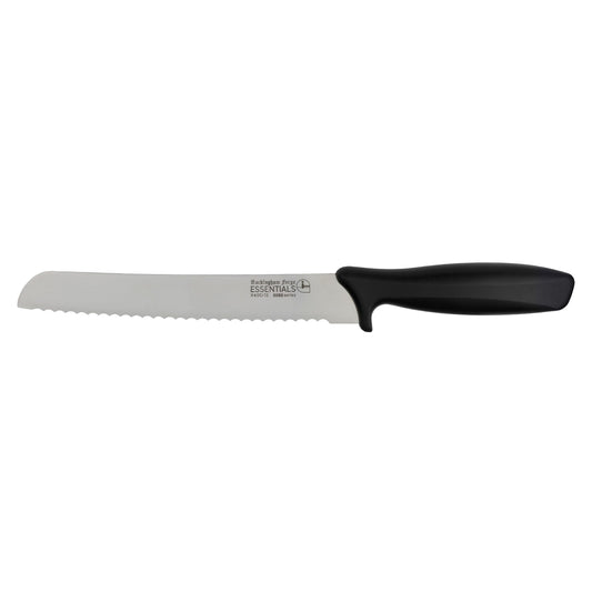 Rockingham Forge Essentials 8007 Range Lightweight Stainless Steel 8” Bread Knife with Black Handle, Individually Carded 32.5 x 3.5 x 2 cm 8" Bread Knife