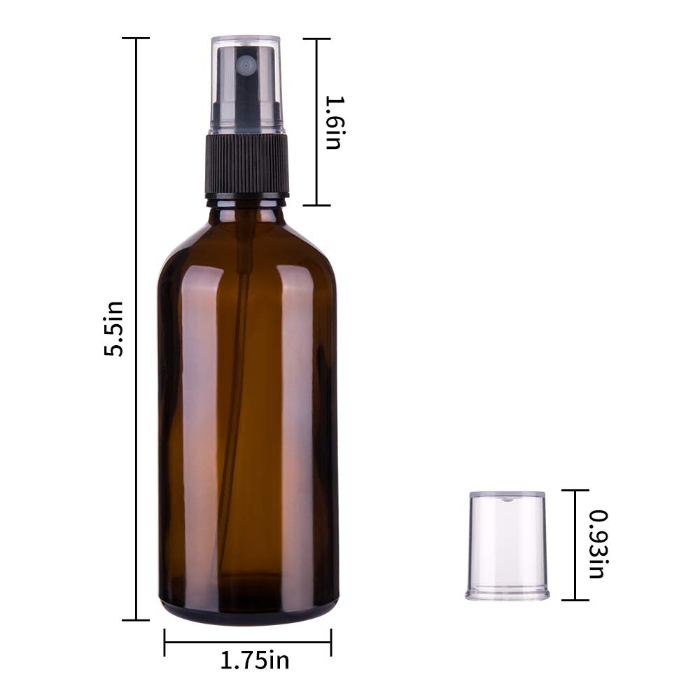 Amber Glass Spray Bottles for Essential Oils, 4oz Empty Small Fine Mist Spray Bottle 2 Pack 4 Ounce x 2