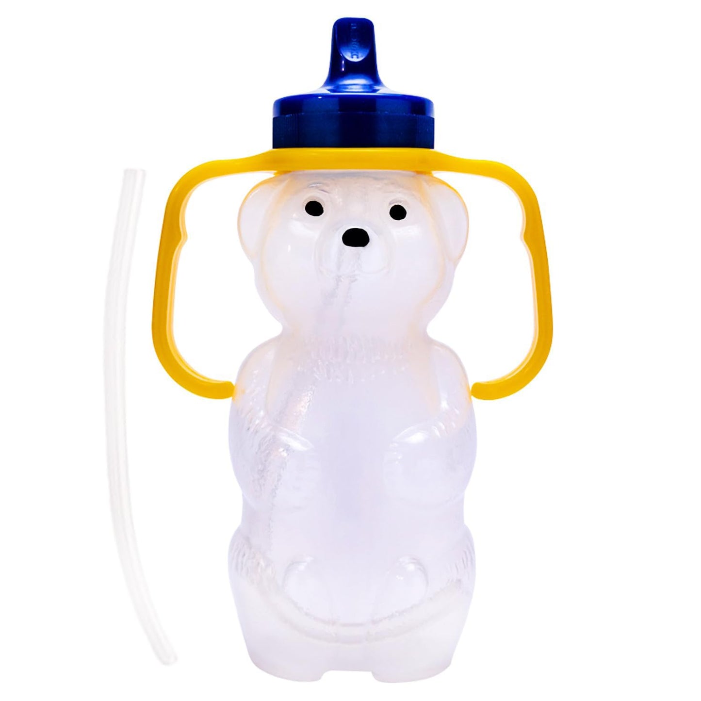 TalkTools Honey Bear Drinking Cup with 2 Flexible Straws - Includes Instructions - Spill-Proof Lid