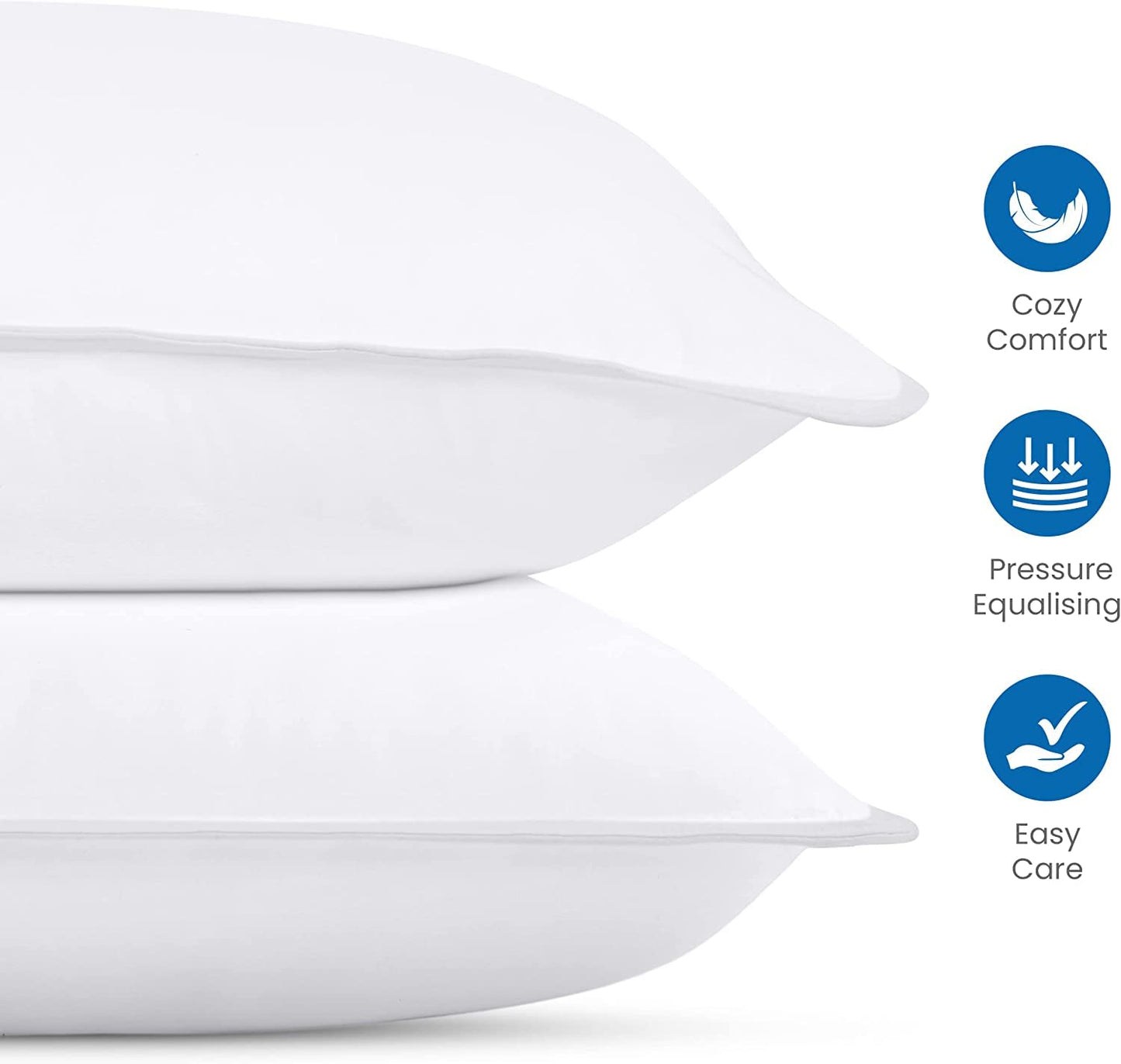 Utopia Bedding Pillows 2 Pack, (UK Standard, White) Hotel Quality Pillows, Luxury Bed Pillow for Back, Stomach or Side Sleepers UK Standard