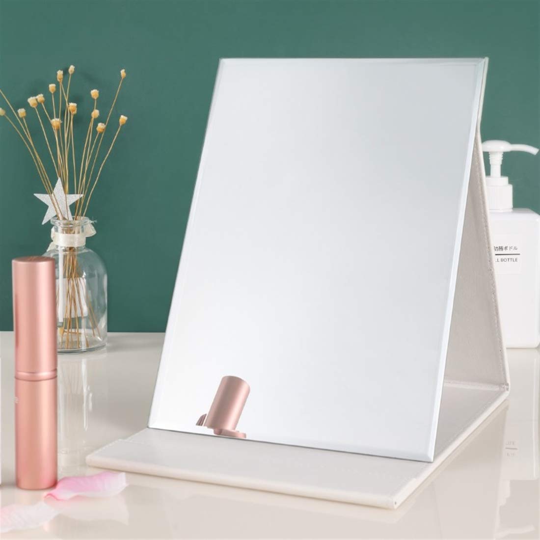 Zcooooool Mirror Large Portable Super HD Mirror Makeup Mirror Multi Stand Angle Hand Free/Handheld/Tabletop Foldable Mirror 10X7 Inch Super Large White