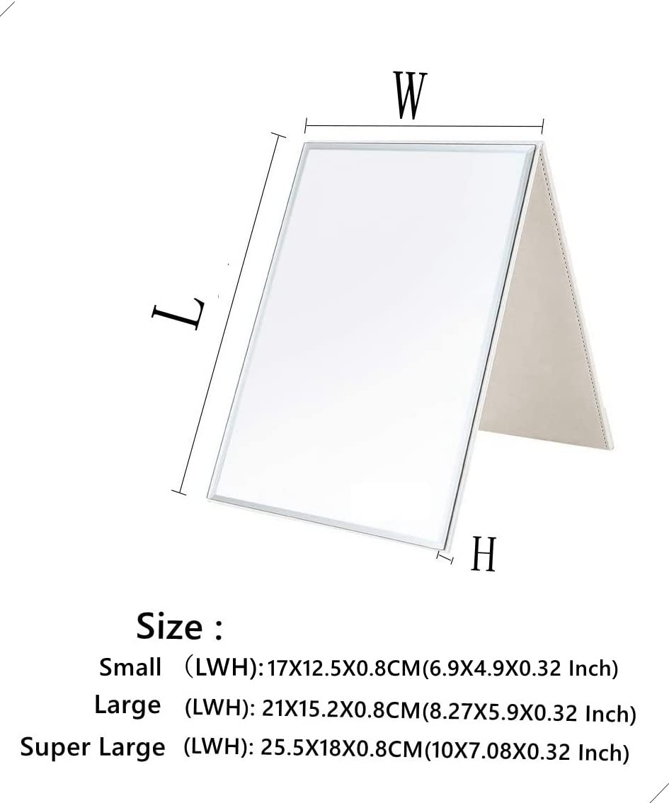 Zcooooool Mirror Large Portable Super HD Mirror Makeup Mirror Multi Stand Angle Hand Free/Handheld/Tabletop Foldable Mirror 10X7 Inch Super Large White