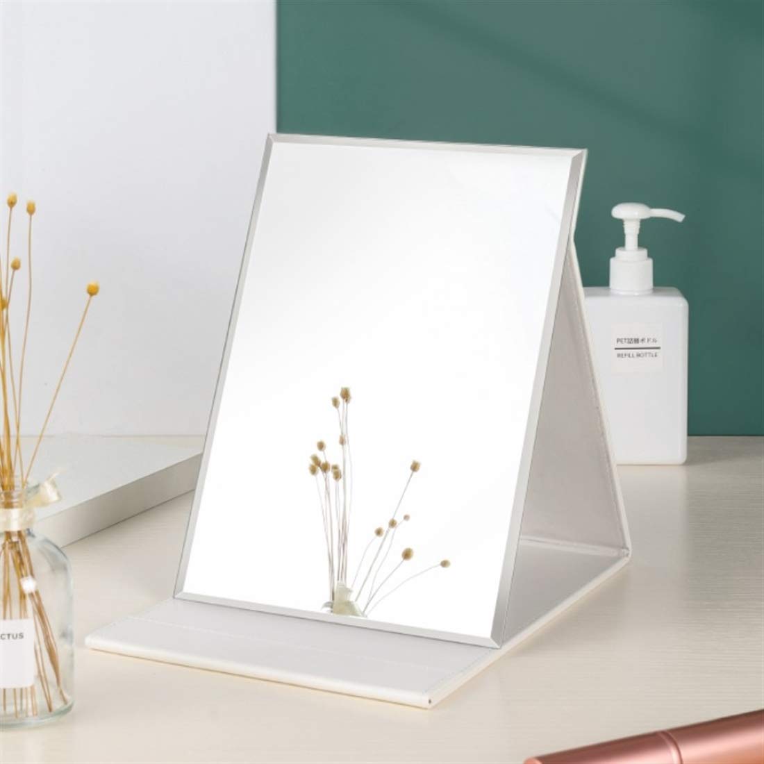 Zcooooool Mirror Large Portable Super HD Mirror Makeup Mirror Multi Stand Angle Hand Free/Handheld/Tabletop Foldable Mirror 10X7 Inch Super Large White