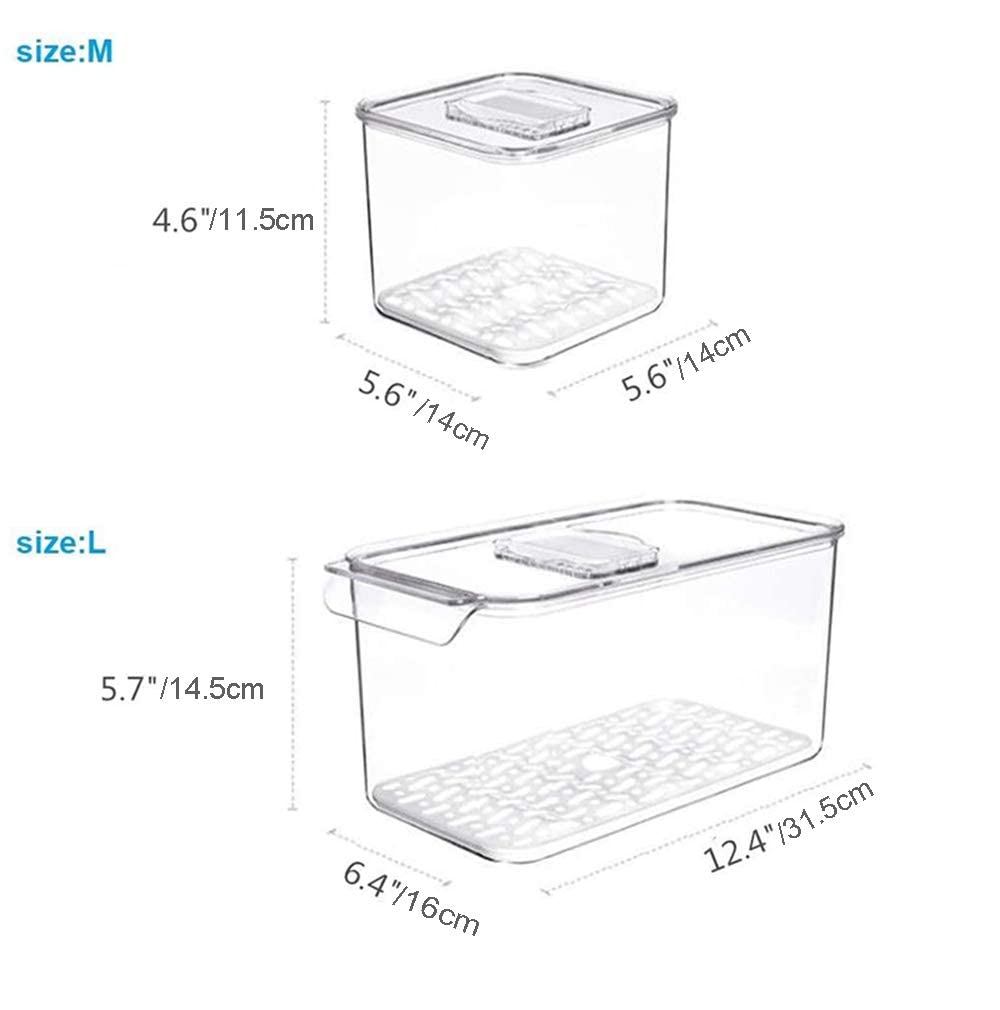 SANNO Fruit Vegetable Fresh Storage Containers Produce Saver FreshWorks Produce - Stackable Refrigerator Kitchen Organizer Keeper, Food Storage Container Bin Keep - Set of 3 1700ml*2+5700ml