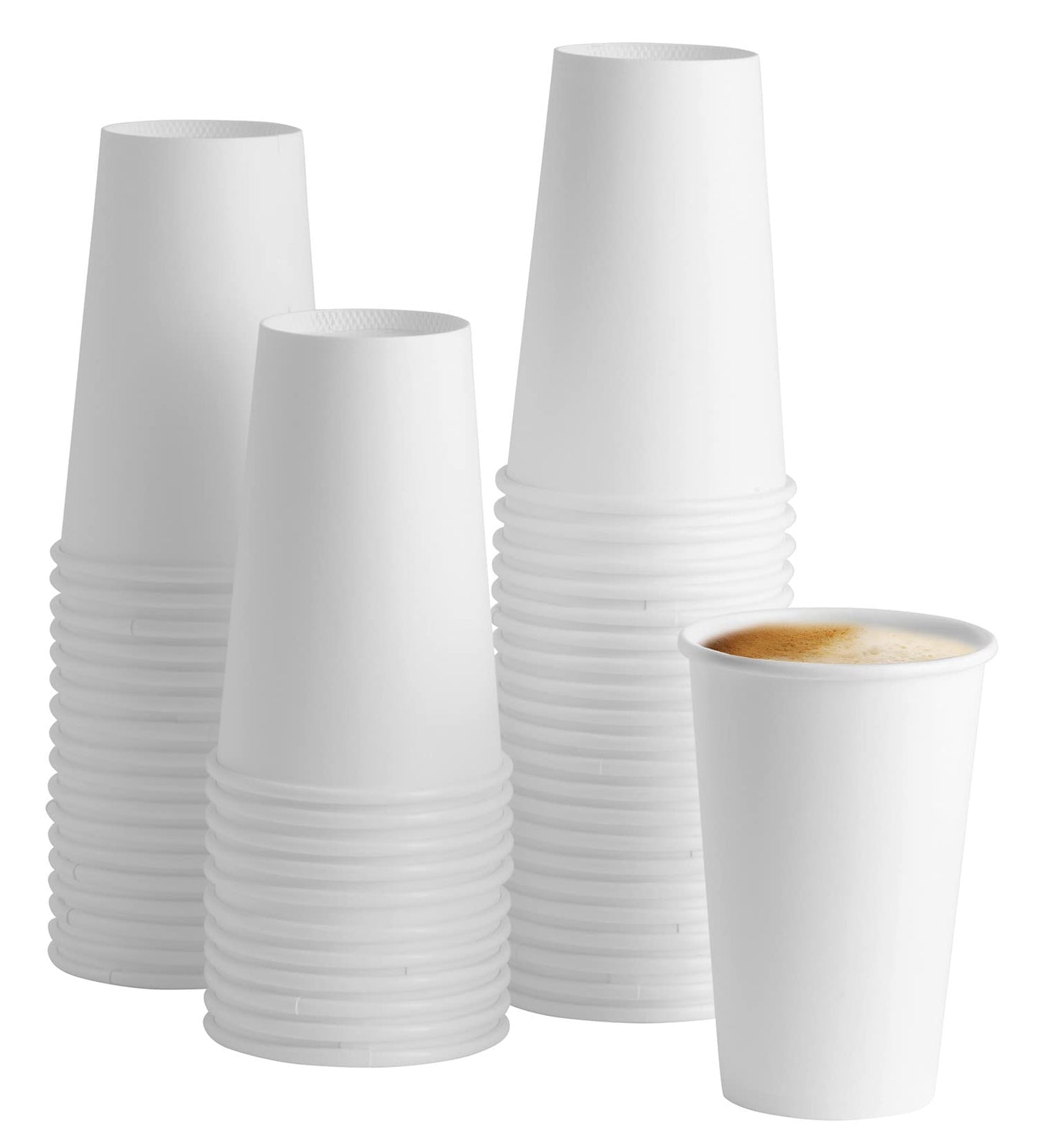 Comfy Package [100 Pack] 16 oz.- 475 ml White Paper Hot Cups - Coffee Cups