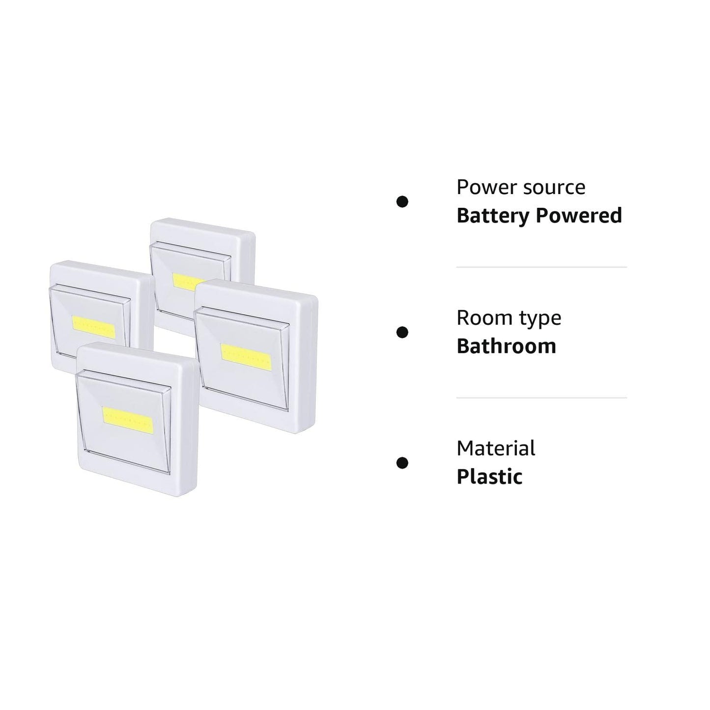 Woputne Cupboard Lights, Battery Operated, Super Bright, Stick Anywhere, 200LM Wardrobe Lighting, Ideal for Closet, Shed, Attic, Basements (4 Packs)