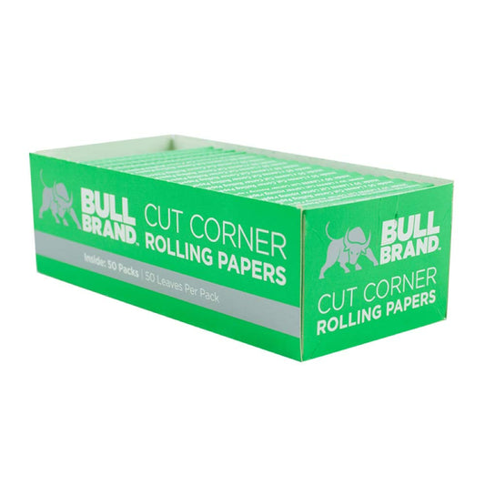 Bull Brand Cut Corner Rolling Papers 50 Packs Green Cigarette