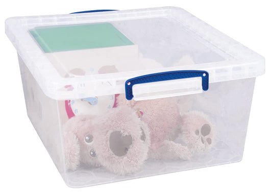 Really Useful Nestable Plastic Storage Box 17.5 Litre Clear (Pack of 3) 17.5 Litre Nestable Clear Pack of 3 in Card