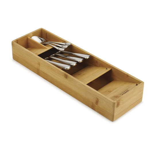 Joseph Joseph Drawer Store - Compact Cutlery Drawer Organizer, 5 compartments, holds 24+ pieces - Bamboo Cutlery Organiser