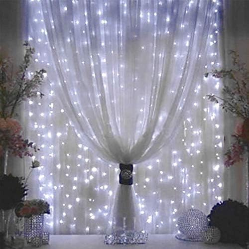 300 LED Curtain Lights, USB Plug in Window Lights, 3m x 3m 8 Modes Remote Control Fairy Light Waterproof LED Copper String Lights for Outdoor Indoor Wedding Party Garden Bedroom Decoration, Cool White