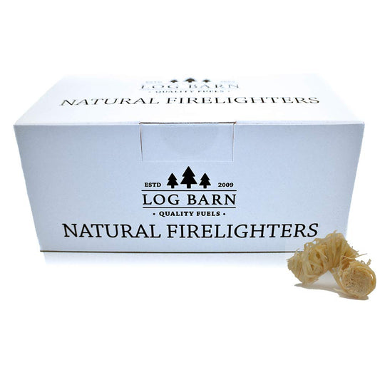 Log-Barn 40 natural eco wood firelighters, wood wool flame fire starters great for lighting fires in stoves, BBQ's, pizza ovens, smokers, charcoal starter for lighting charcoal barbecue, camping fires 40 PCS