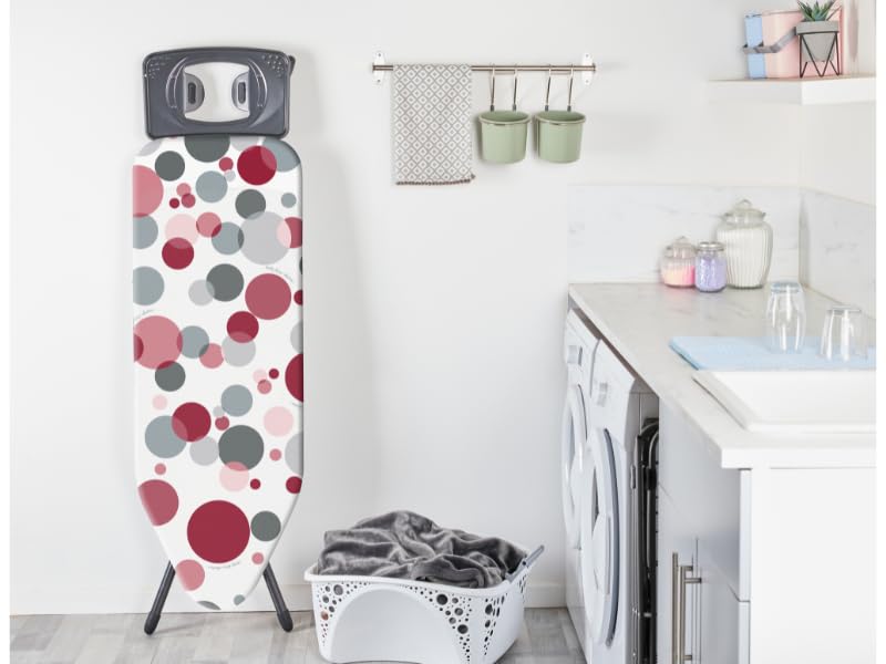 Minky Smart Fit Ironing Board Cover, Large Ironing Board Covers 125 x 45 cm, Elasticated Ironing Board Cover, Thick Felt Backing, Washing Machine Safe, Made in the UK Pink Bubbles