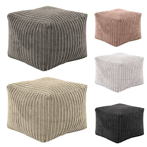 Shopisfy Soft and Comfortable Cube Bean Bag Footstool Pouffe, Jumbo Cord - Mocha Square