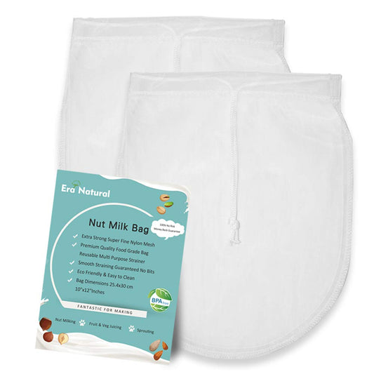 Nut Milk Bag Reusable 2 Pack 12" x 10" Cheesecloth Bags for Straining Almond/Soy Milk Greek Yogurt Strainer Milk Nut Bag for Cold Brew Coffee Tea Beer Juice Fine Nylon Mesh Cheese Cloth