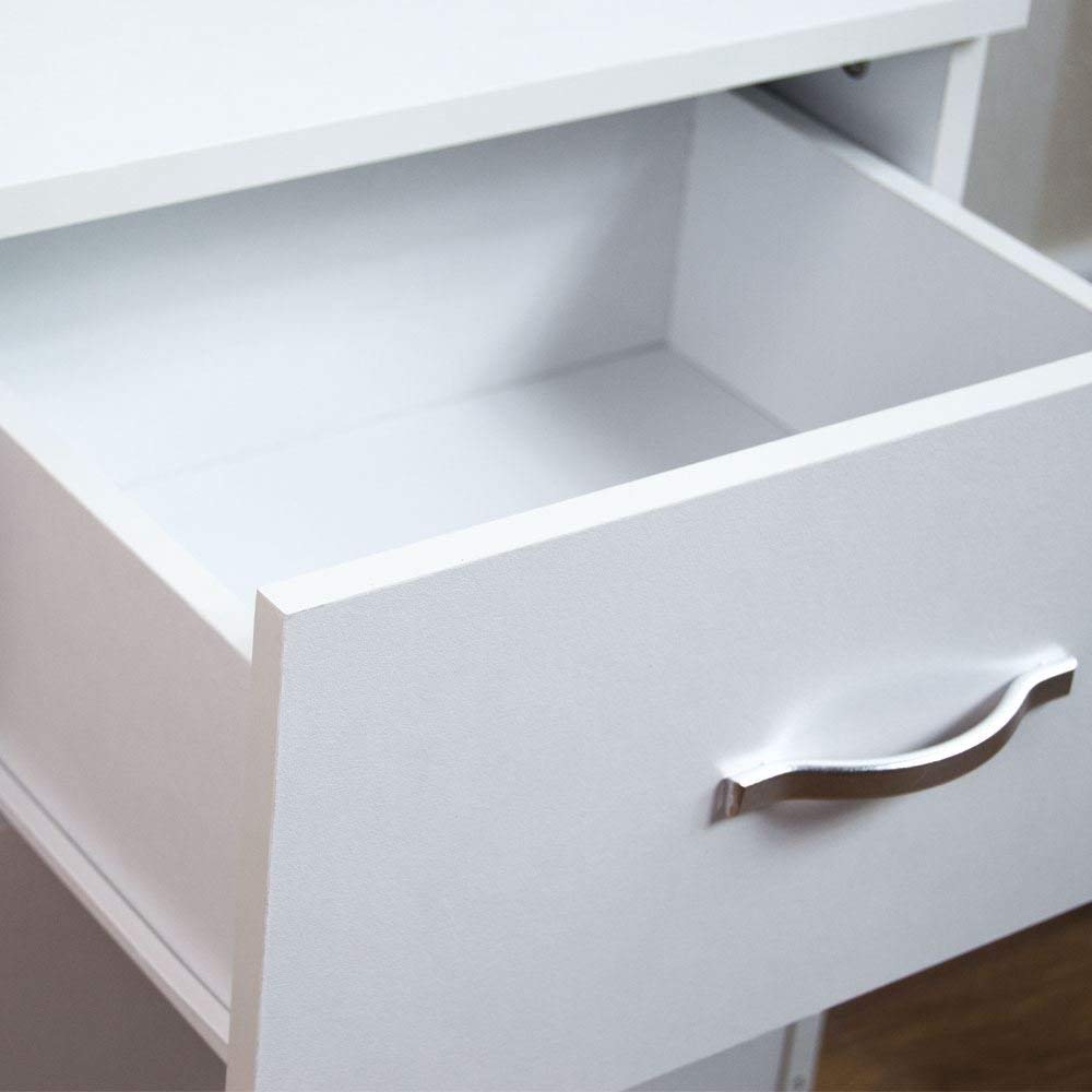 Vida Designs White Bedside Cabinet, 2 Drawer With Metal Handles & Runners, Unique Anti-Bowing Drawer Support, Riano Bedroom Furniture