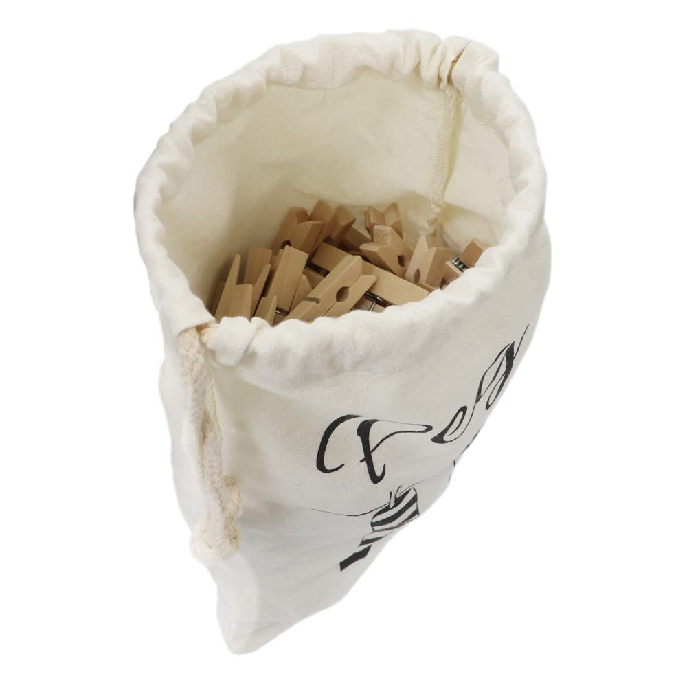 JVL Peg It, Peg Bag with Wooden Pegs, Pack of 100 (19-243) Pack of 100 with Peg Bag