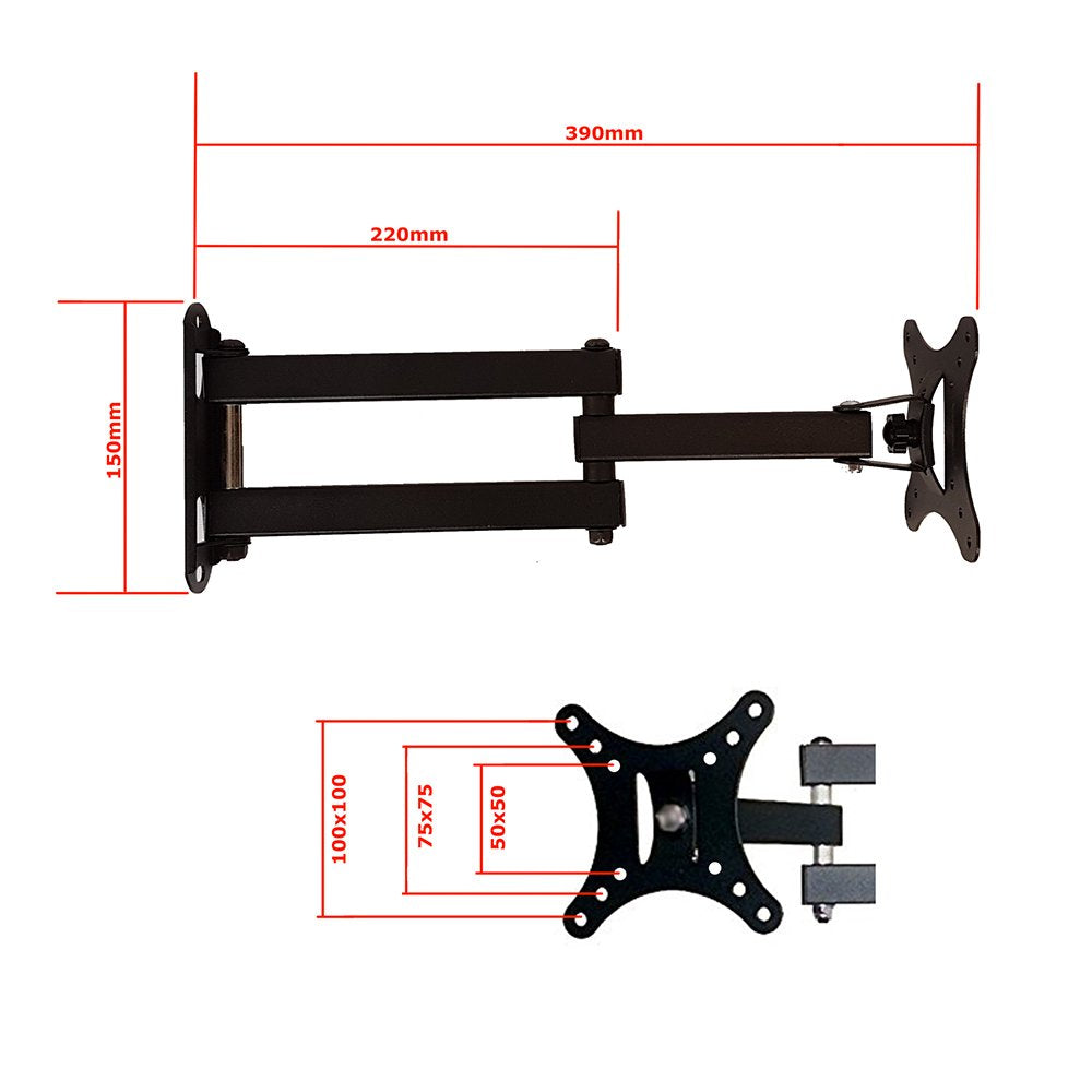 TAHA TV Wall Bracket Mount Mounting Tilt swivel for Most 14-30 Inch LED LCD OLED Plasma TVs MAX VESA 100x100mm