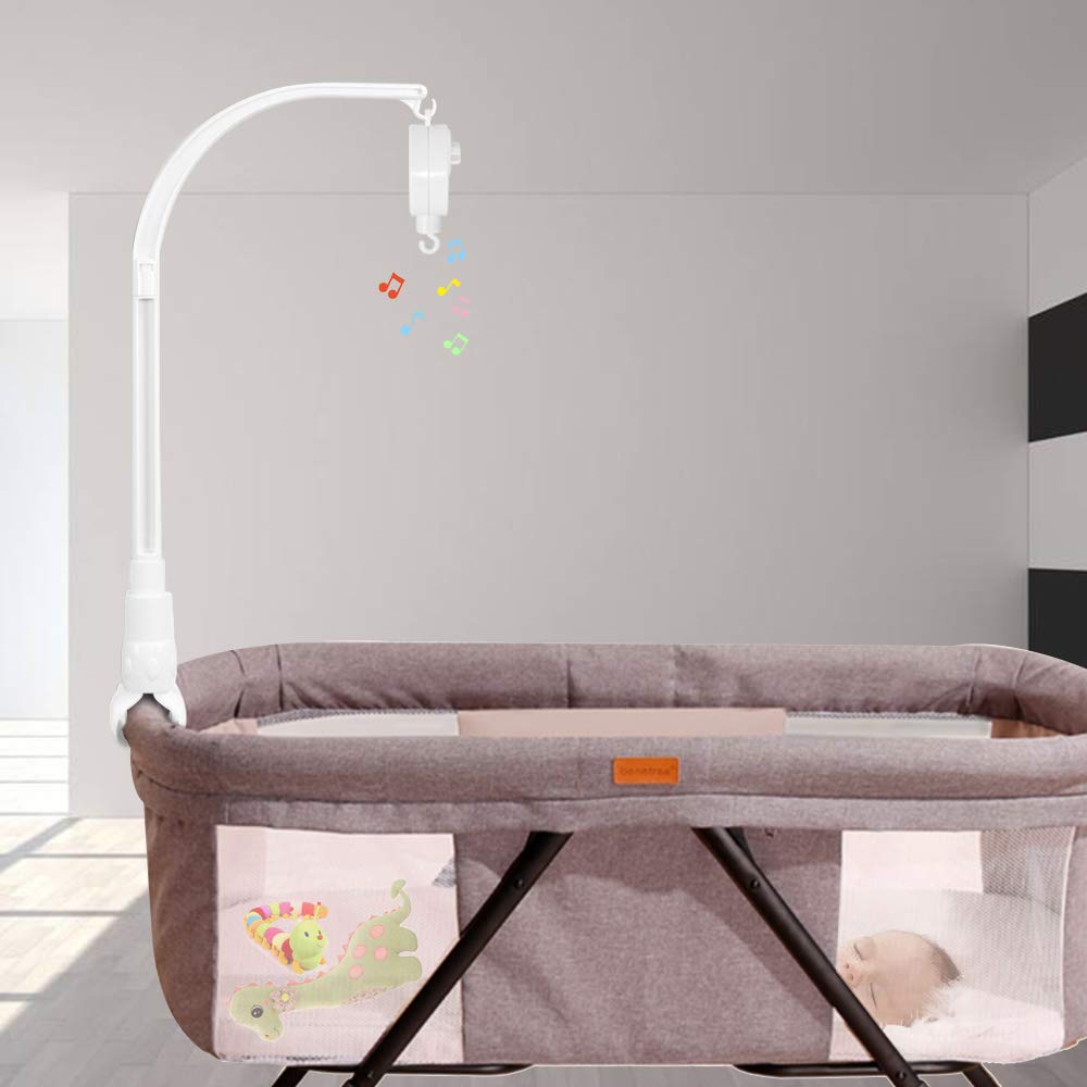 AFUNTA 23 Inch Claw Mobile Bed Bell Holder with Music Box, Adjustable Holder DIY Toy Decoration Hanging Arm Bracket Bed Stent Set Nut Screw