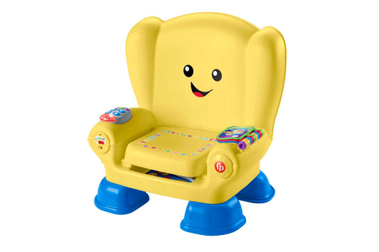 Fisher-Price Laugh & Learn Smart Stages Chair, Interactive Musical Toddler Toy with 150 Songs, Sounds, Tunes, and Phrases, UK English Edition, For 12 Months and Up, Yellow, GXC32 English, UK - Yellow