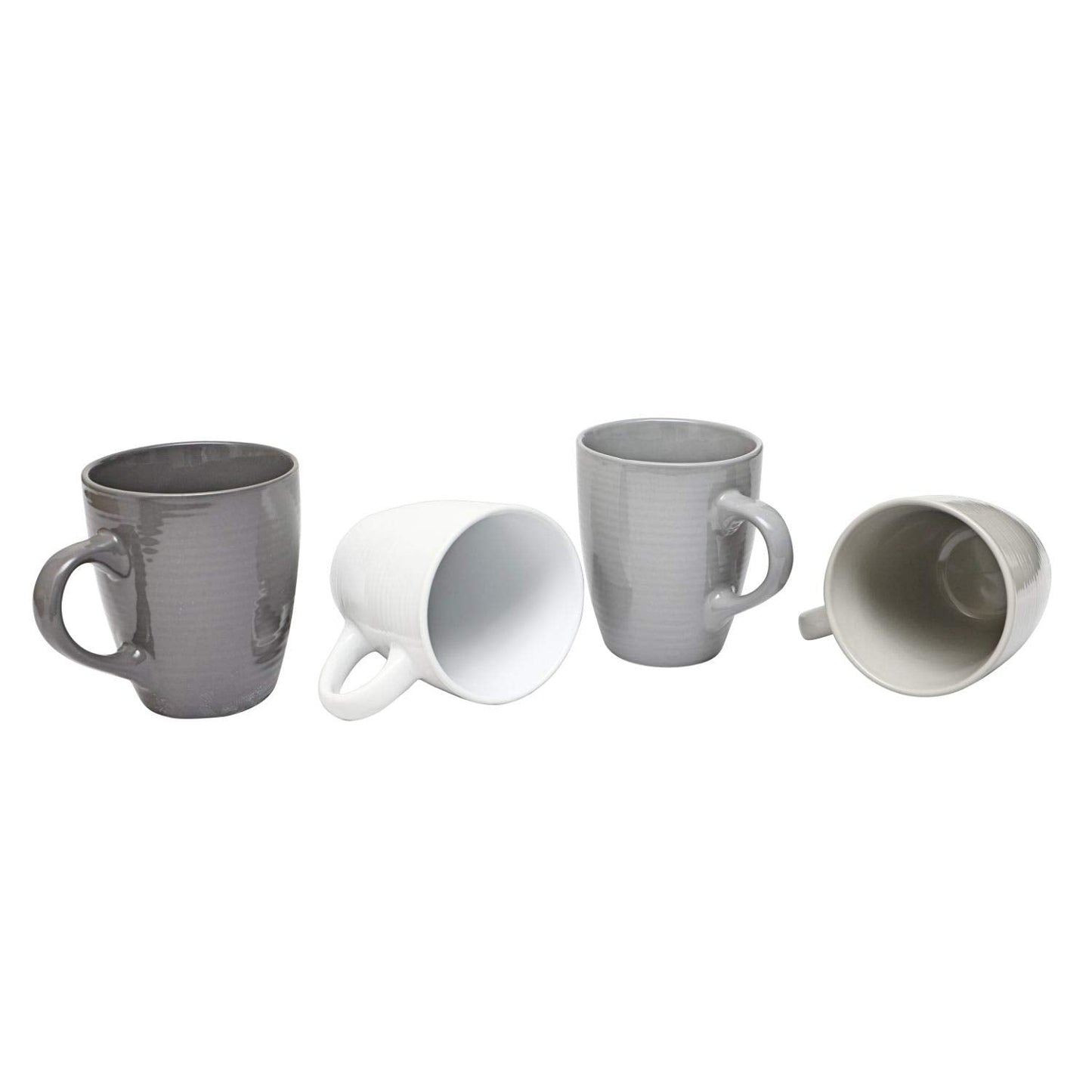 Sabichi Grey Mug Set of 4-13oz Capacity - Stoneware Mugs - 4 Different Grey Shades - Microwave & Dishwasher Safe