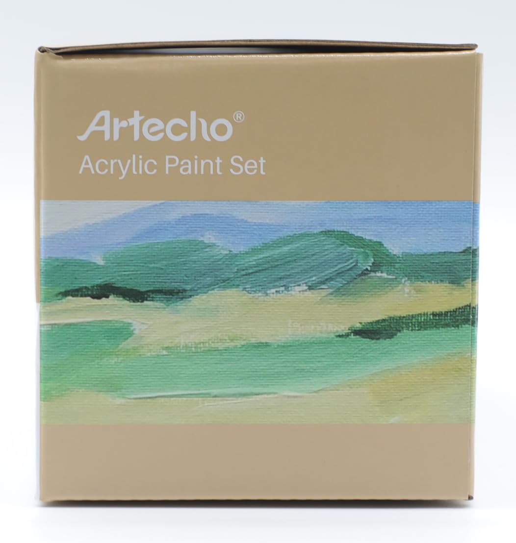 Artecho Acrylic Paint Acrylic Paint Set for Art, 18 Colors 2 Ounce/59ml Basic Acrylic Paint Supplies for Wood, Fabric, Crafts, Canvas, Leather&Stone 18 colours