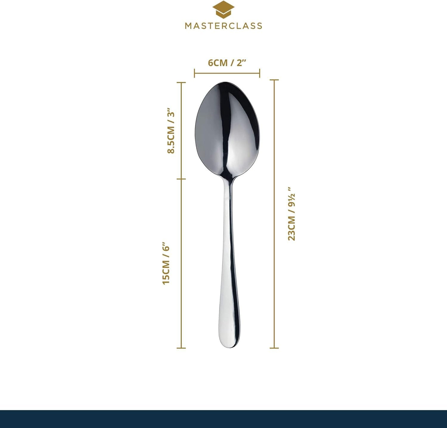 MasterClass Duo of Stainless Steel Serving Spoons, 2-Piece Spoon Set for Buffets, Dinner Parties and Family Meals - Silver 23.5 cm