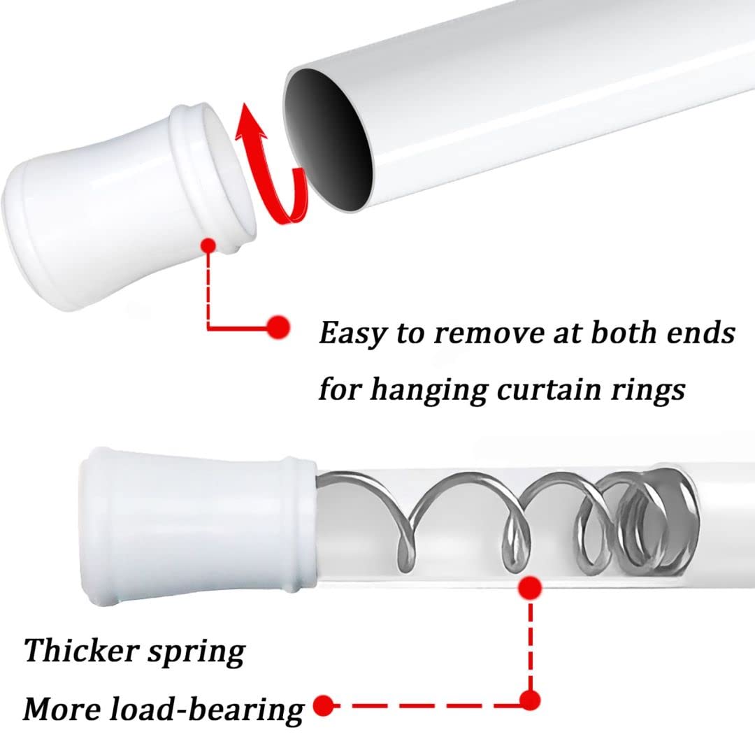 1PC Extendable Curtain Pole Telescopic Spring Tension Rod No Drilling Curtain Rod Adjustable Pole for Wardrobe Window,Shower,Bedroom,Doorway(110-200cm/43.3-78.7Inch,White) White 110-200CM/44-78Inch(1PC)