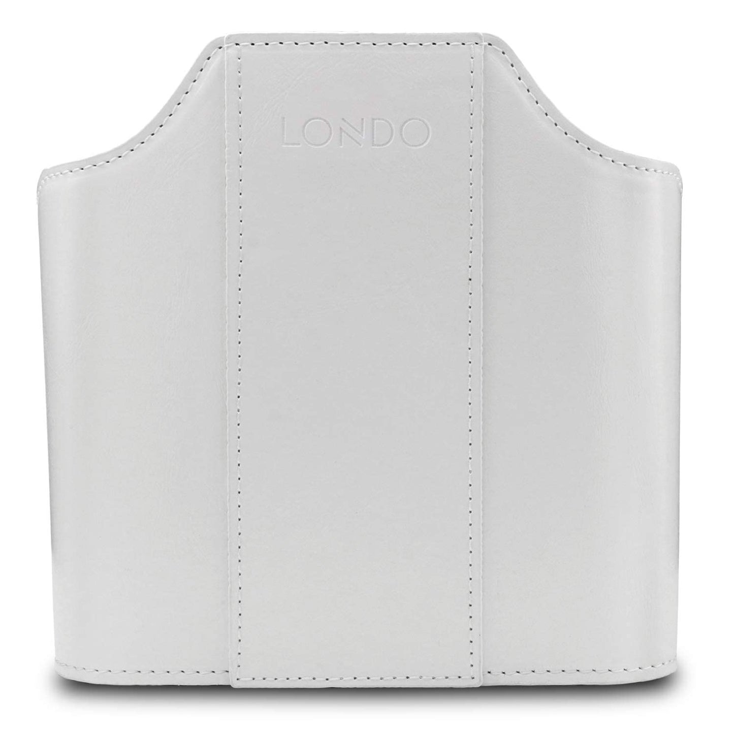 LONDO Leather Remote Control Organizer and Caddy with Tablet Slot White