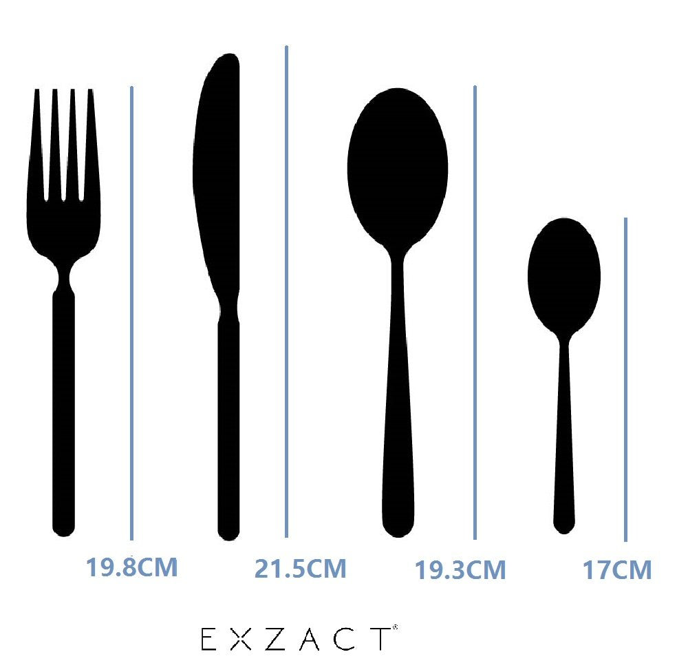 EXZACT Cutlery Set 24pcs Stainless Steel with Gingham Check Coloured Handles - 6 x Forks, 6 x Dinner Knives, 6 x Table Spoons, 6 x Tea Spoons (Mixed Color x 24 pcs) Mixed Color X 24 Pcs