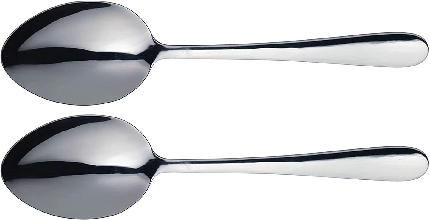 MasterClass Duo of Stainless Steel Serving Spoons, 2-Piece Spoon Set for Buffets, Dinner Parties and Family Meals - Silver 23.5 cm