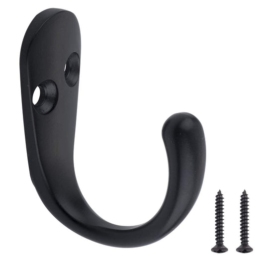 Amazon Basics AB4800-FB-5 Robe Hook, Flat Black Matt Black Single Prong