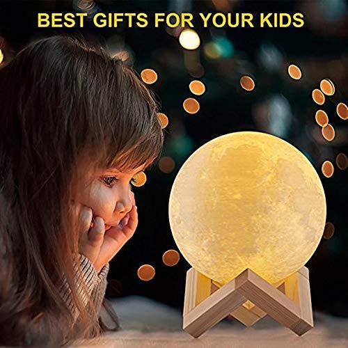 LED Moon Light with Remote Control,Dimmable 15cm 3D Print Moon Lamp LED 16 Colors Portable Night with Touch Control,USB Rechargeable + Built-in Battery